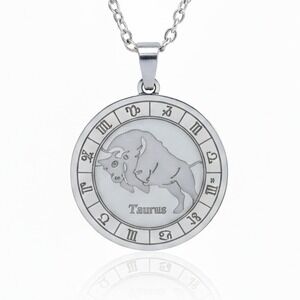 Silver Taurus Zodiac Astrology Necklace Pendant Chain Celestial Horoscope Gift‎
